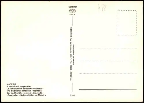 Postcard Funchal MADEIRA The traditional barbecue "espetada" 1980