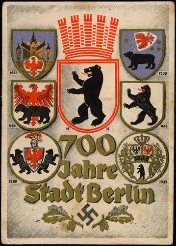 Ansichtskarte Berlin Heraldik Festkarte 700 Jahre 1937