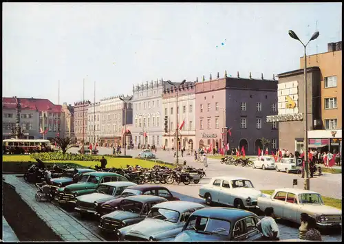 Ratibor Racibórz Ortsansicht, Strassen Ansicht, alte Autos 1970