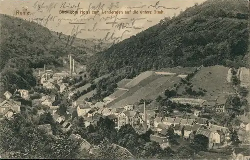 Ruhla Panorama-Ansicht Blick vom Hotel zum Landgrafen auf die untere Stadt 1913