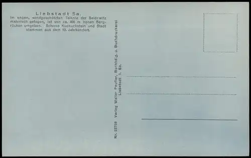 Ansichtskarte Liebstadt Blick vom Schloß Kuckuckstein 1926