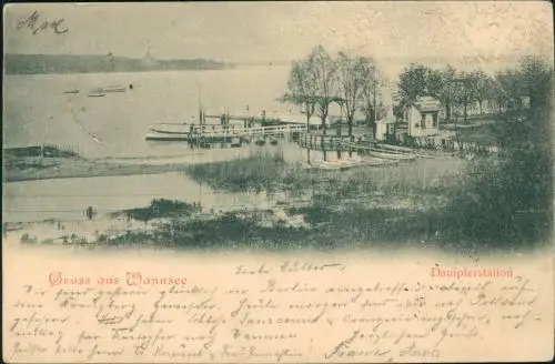 Ansichtskarte Wannsee-Berlin Strandbad Wannsee Dampferstation 1899