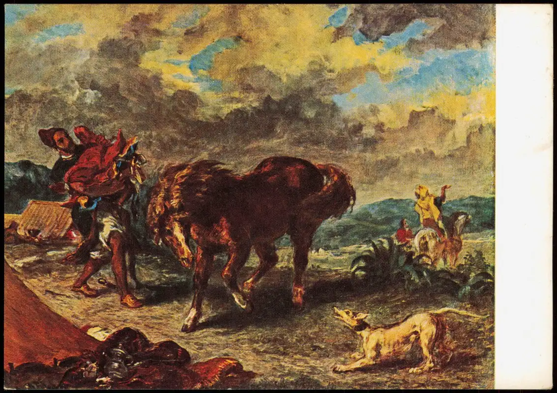 Künstlerkarte Künstler: EUGENE DELACROIX Marokkaner und sein Pferd   1980