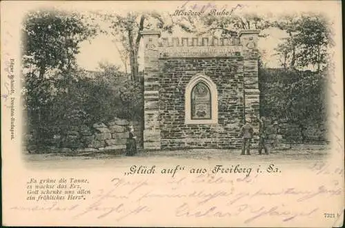 Ansichtskarte Freiberg (Sachsen) Denkmal Herders Ruhe - Glück auf 1901