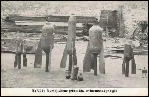 Tafel I: Verschiedene feindliche Minenblindgänger Militaria WK1 1916