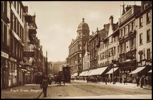 Postcard Glasgow Argyle Street - belebt, Fotokarte 1923