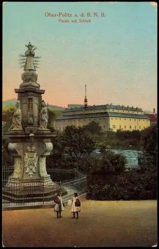 Postcard Oberpolitz Horní Police Partie mit Schloß 1921