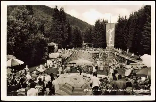 Ansichtskarte Wildemann-Clausthal-Zellerfeld Spiegelbad 1954