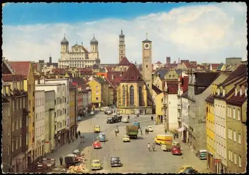 Ansichtskarte Augsburg Jakobikirche, Rathaus und Perlachturm 1970