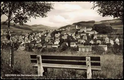 Ansichtskarte Meschede Blick von der Bank Hochhäuser und Stadt 1967