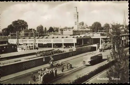 Postkaart Enschede Enschede (Eanske) Enschede Station- Bahnhof 1962