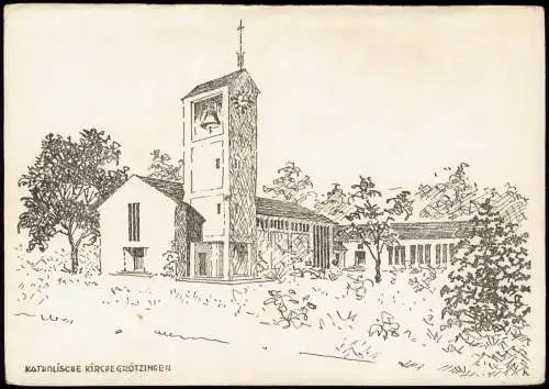 Grötzingen Aichtal KATHOLISCHE KIRCHE Baustein für die  Diaspora-Kirche   1960