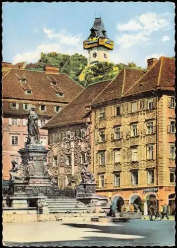 Ansichtskarte Graz Erzherzog Johann-Denkmal am Hauptplatz 1967