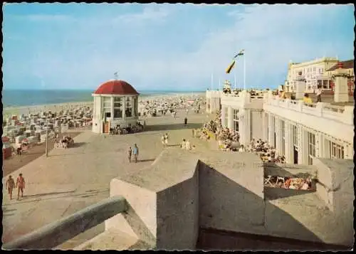 Ansichtskarte Borkum Wandelhalle und Musikpavillon am Nordsee Strand 1960