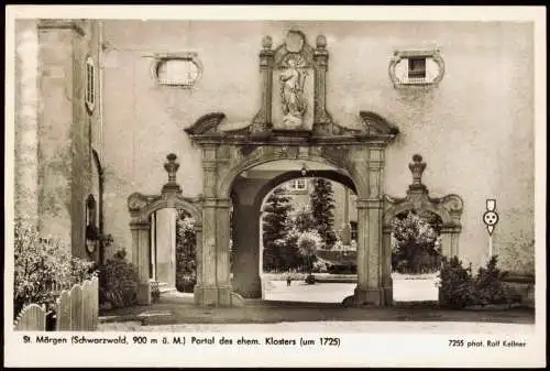 Ansichtskarte St. Märgen Portal des ehem. Klosters (um 1725) 1954