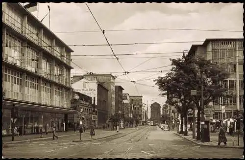 Ansichtskarte Mannheim Planken, Rhein Main Bank 1954