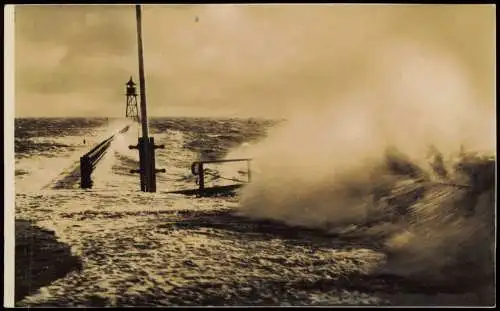 Ansichtskarte Norderney Sturmflut 1928