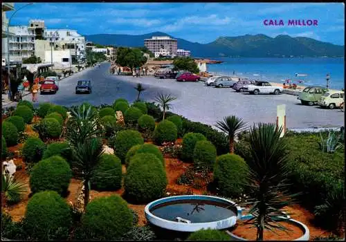 Postales Cala Millor Ortsansicht, Straßen Partie am Strand 1980