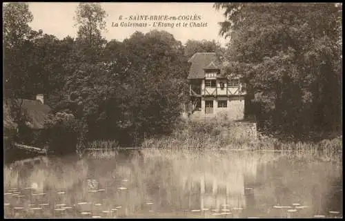 CPA Saint-Brice-en-Coglès La Galesnais L'Etang et le Chalet 1920