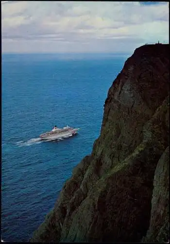 Nordkap Davvinjárgga Schiff passiert das Nordkap Norway North Cape 1977