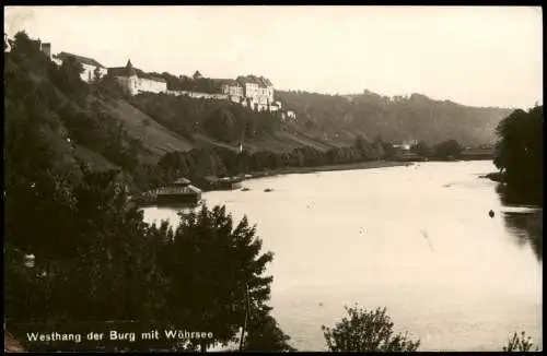 Ansichtskarte Burghausen a.d.S. Westhang der Burg mit Wöhrsee 1929