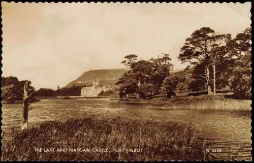 Postcard Port Talbot The Lake and Margam Castle 1961