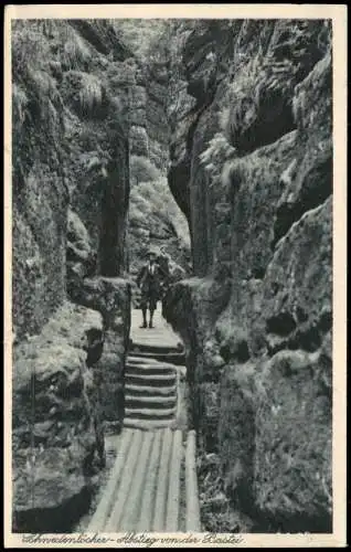 .Sachsen Sächs. Schweiz Schwedenlöcher-Abstieg von der Bastei 1920