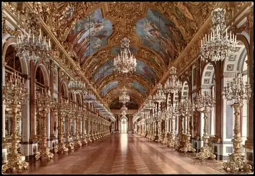 Chiemsee Schloss Herrenchiemsee Royal Castle Spiegelsaal Gallery of mirrors 1960