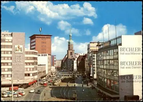 Dortmund Verkehr, Autos VW Käfer, Tram Straßenbahn Kampstraße 1970