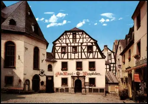 Beilstein (Mosel) Alte Mosel Weinstuben am Marktplatz mit Alte Pfarrkirche 1980