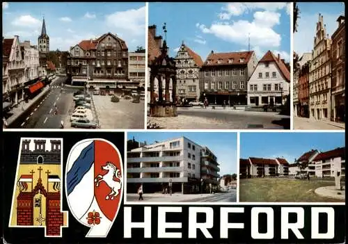 Ansichtskarte Herford Mehrbildkarte mit 5 Stadtteilansichten 1974