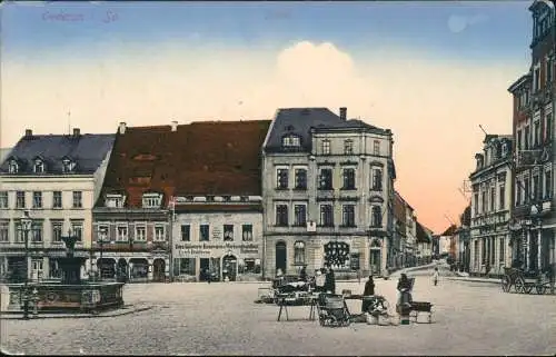 Ansichtskarte Oederan Marktplatz, Straßenblick 1917