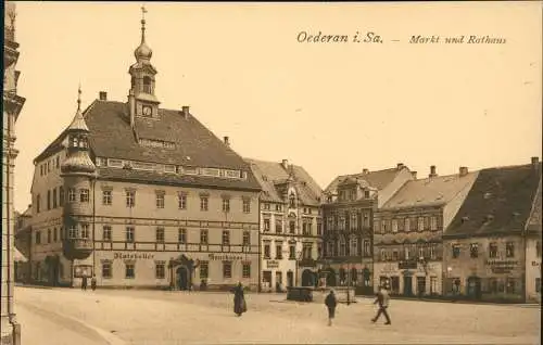 Ansichtskarte Oederan Markt Ratskeller Sparkasse - Sachsen 1916