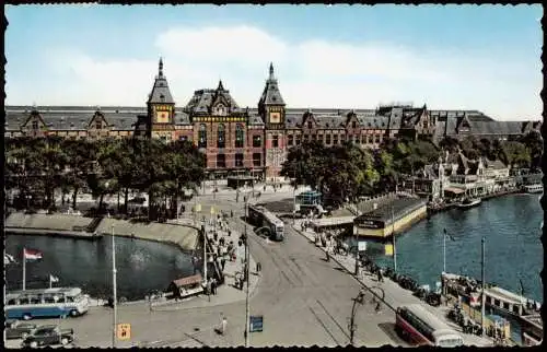 Postkaart Amsterdam Amsterdam Stadtteilansicht, Centraal Station 1958