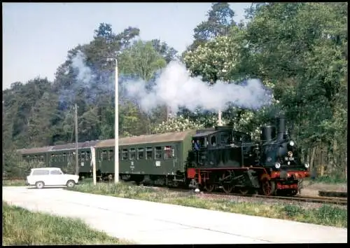 Dampflokomotive Dampf-Tenderlokomotive 91 134 vor Sonderzug in Kapen/Anhalt 1993