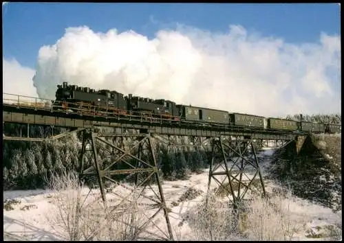 Dampflokomotive  bei Einfahrt Bahnhof Oberwiesenthal Erzgebirge 1993