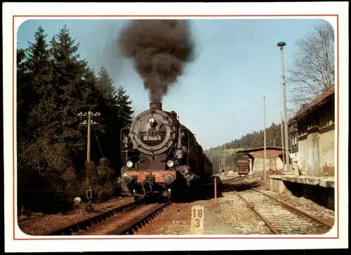 Ansichtskarte Lichte-Neuhaus am Rennweg Bahnhof - Dampflokomotive 1985