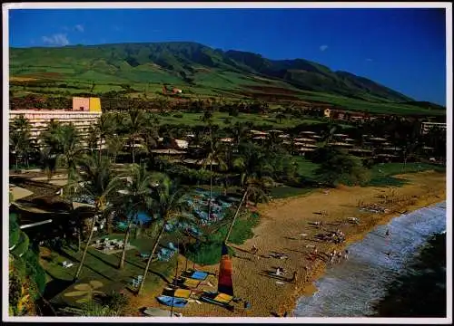 Postcard _Hawaii Allgemein Kaanapali Beach, Maui mountains & beach 1985