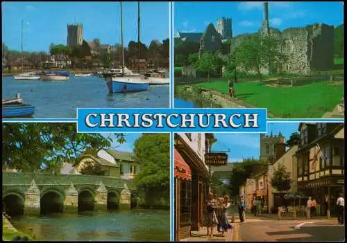 Postcard Christchurch Mehrbildkarte mit 4 Ortsansichten 1990