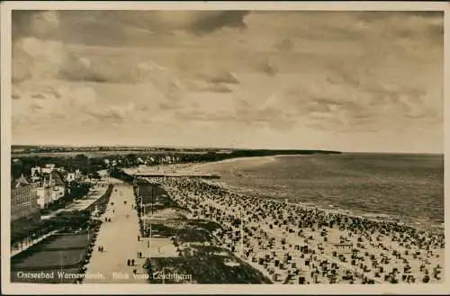 Ansichtskarte Warnemünde-Rostock Blick vom Leuchtturm 1930