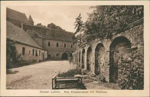 Ansichtskarte Kloster Lehnin Alte Klostermauer mit Abthaus. 1924