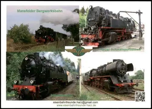 Mehrbild-AK Dampfloks ua. Mansfelder Bergwerksbahn Harzer Schmalspurbahnen 2000