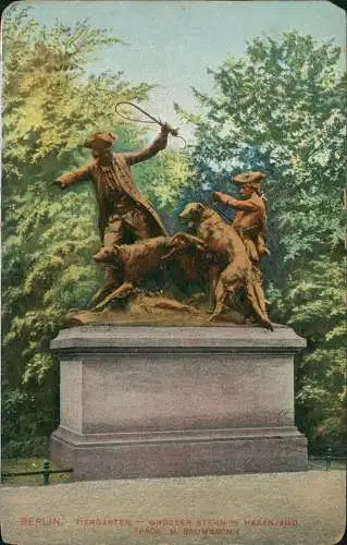 Ansichtskarte Tiergarten-Berlin Großer Stern - Hasenjagd 1915