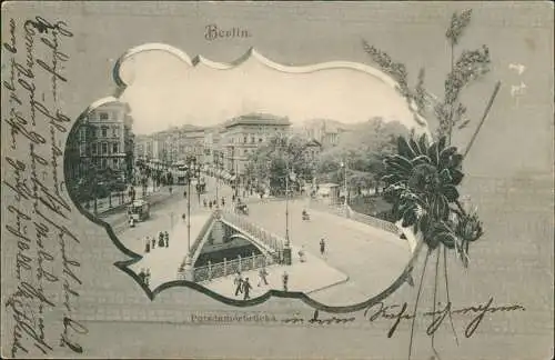 Ansichtskarte Tiergarten-Berlin Potsdamer Brücke, Straße - 3D Effekt 1902