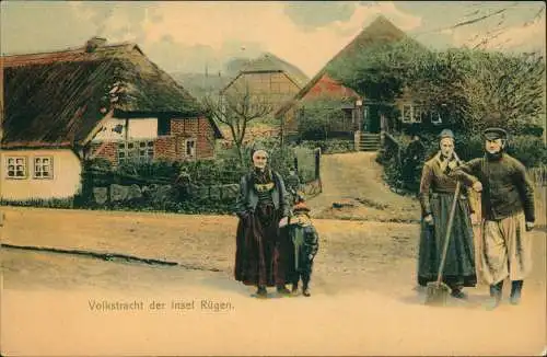 .Mecklenburg-Vorpommern Volkstracht der Insel Rügen. Fischerhäuser 1912