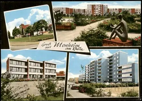 Monheim am Rhein Mehrbildkarte mit 4 Ortsansichten, Gebäude-Ansichten 1965