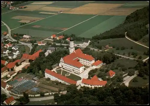 Mönchsdeggingen Kloster  Mariannhiller Missionare Flugzeug aus, Luftbild 1990