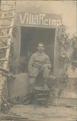 Soldat Villa Reims Militaria WK1 France 1916 Privatfoto   gel. Feldpost