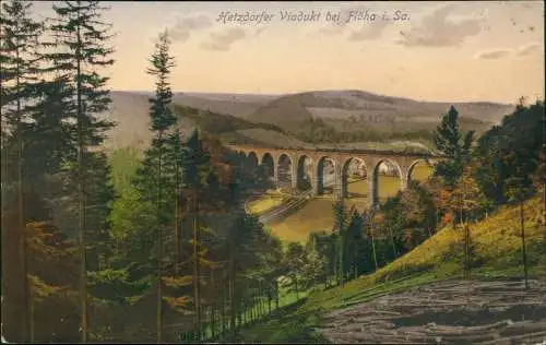 Ansichtskarte Hetzdorf-Flöha (Sachsen) Viadukt colorierte AK 1922