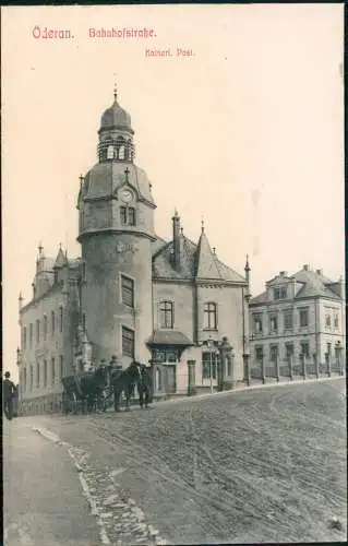 Ansichtskarte Oederan Bahnhofstraße Kaiserl. Post. Kutsche 1906